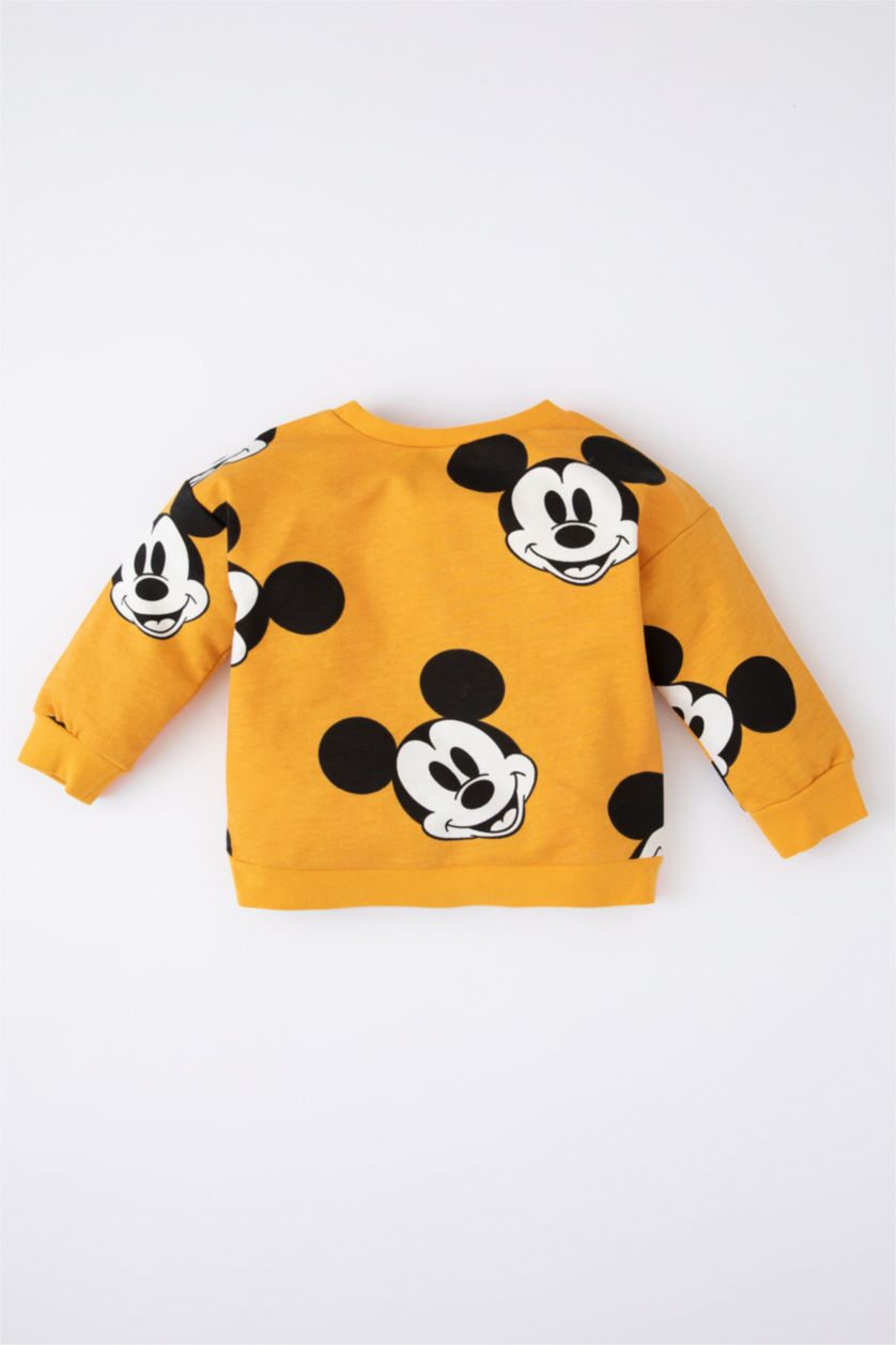 Erkek Bebek Sarı Erkek Bebek Disney Mickey & Minnie Bisiklet Yaka Sweatshirt