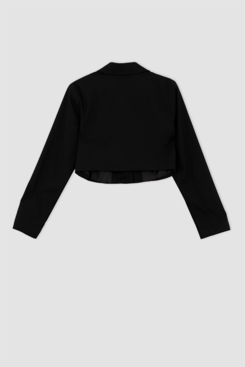 Kadın Siyah Cropped Fıt Blazer Ceket