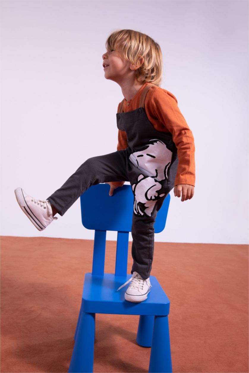 BÉBÉ GARÇON Gris Salopette Tissu Sweat Fin Snoopy