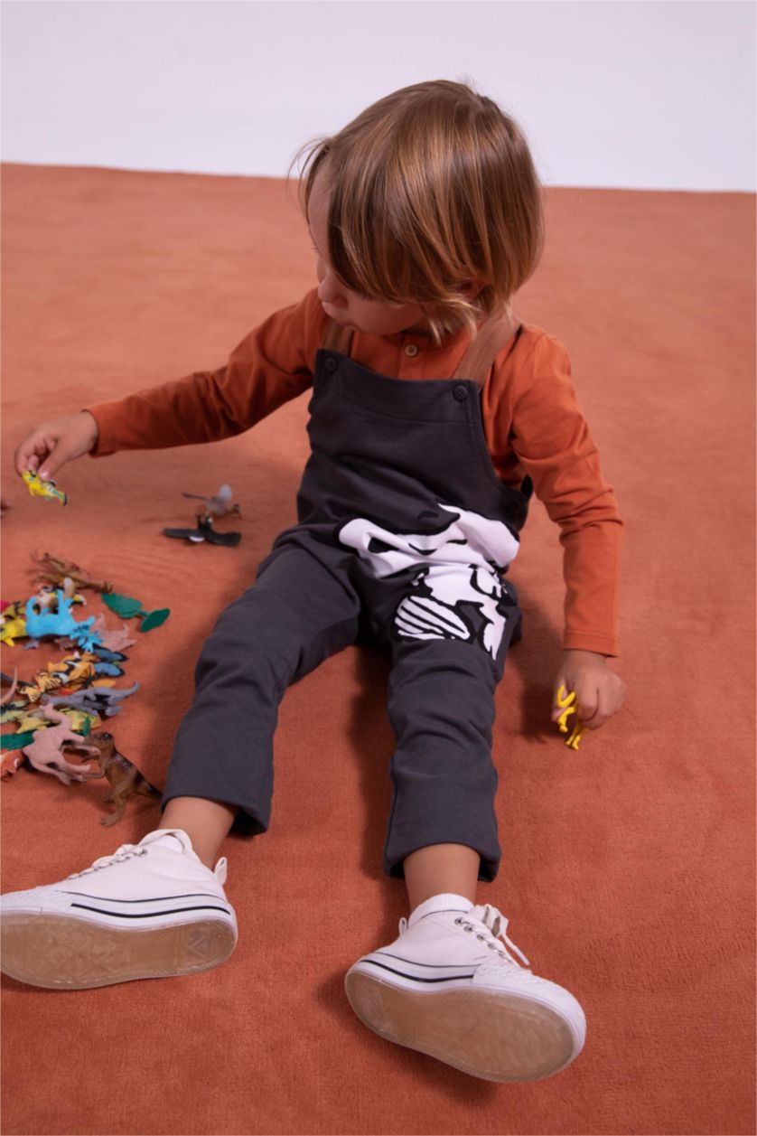 BÉBÉ GARÇON Gris Salopette Tissu Sweat Fin Snoopy