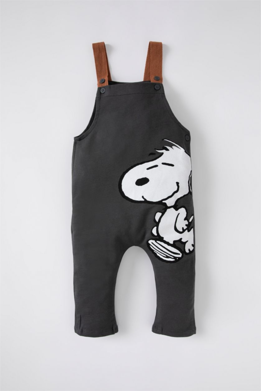 BÉBÉ GARÇON Gris Salopette Tissu Sweat Fin Snoopy