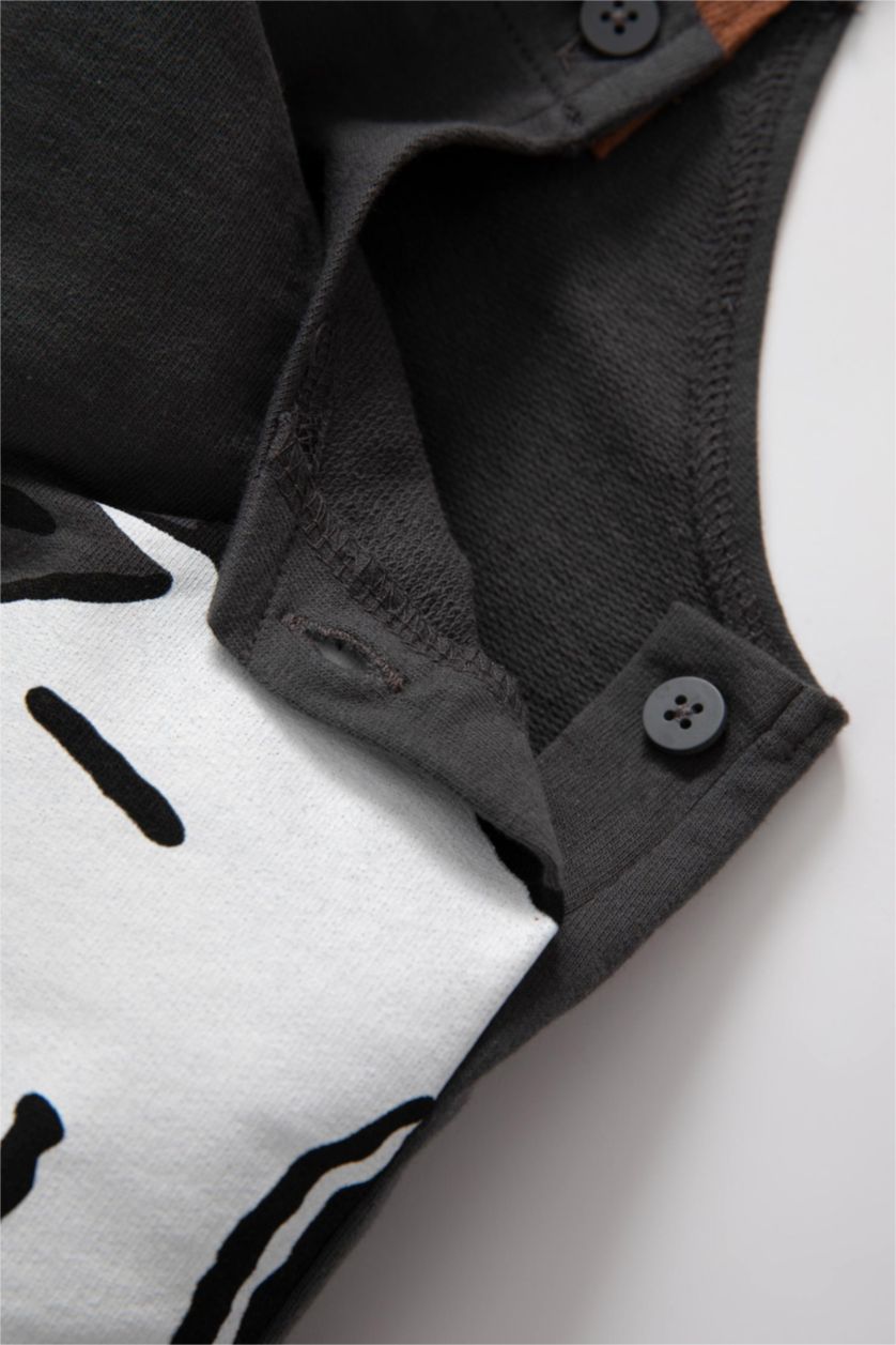 BÉBÉ GARÇON Gris Salopette Tissu Sweat Fin Snoopy