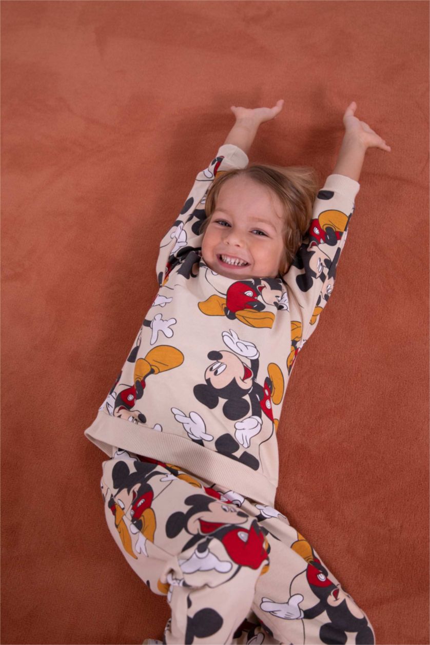 BÉBÉ GARÇON Beige Ensemble En Tricot Tissu Sweat Fin Col Ras Du Cou Manche Longue 2 Mickey & Minnie (Standard Characters) BéBé Garçon