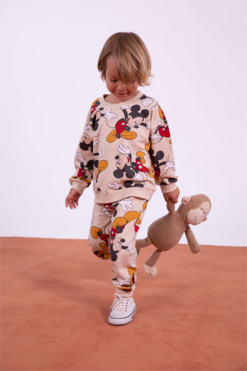 BÉBÉ GARÇON Beige Ensemble En Tricot Tissu Sweat Fin Col Ras Du Cou Manche Longue 2 Mickey & Minnie (Standard Characters) BéBé Garçon