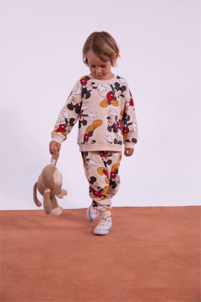 BÉBÉ GARÇON Beige Ensemble En Tricot Tissu Sweat Fin Col Ras Du Cou Manche Longue 2 Mickey & Minnie (Standard Characters) BéBé Garçon