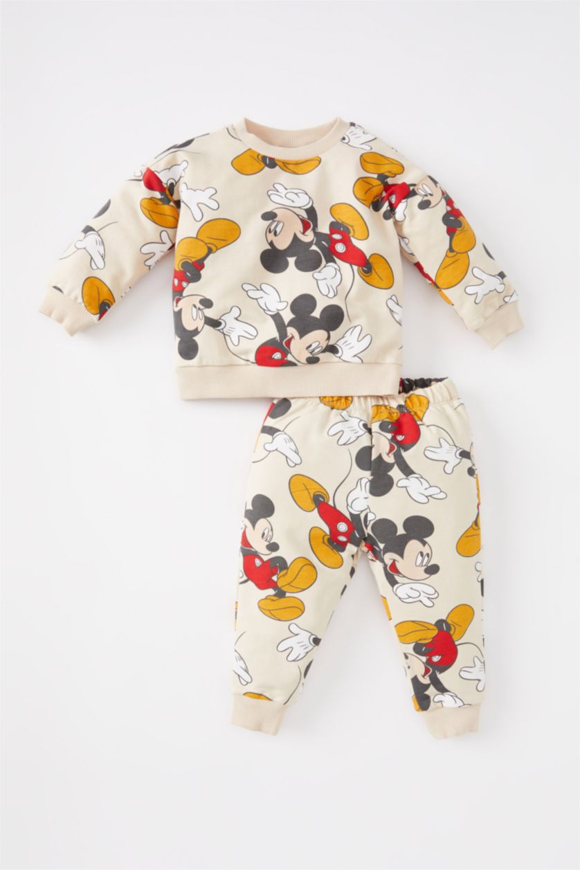 BÉBÉ GARÇON Beige Ensemble En Tricot Tissu Sweat Fin Col Ras Du Cou Manche Longue 2 Mickey & Minnie (Standard Characters) BéBé Garçon