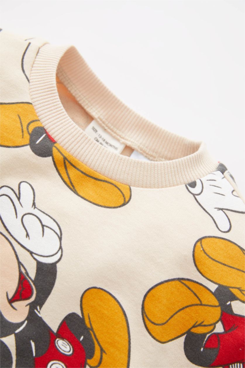 BÉBÉ GARÇON Beige Ensemble En Tricot Tissu Sweat Fin Col Ras Du Cou Manche Longue 2 Mickey & Minnie (Standard Characters) BéBé Garçon