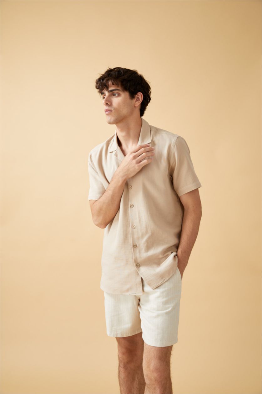 MAN Beige Regular Fit Short Sleeve Shirt
