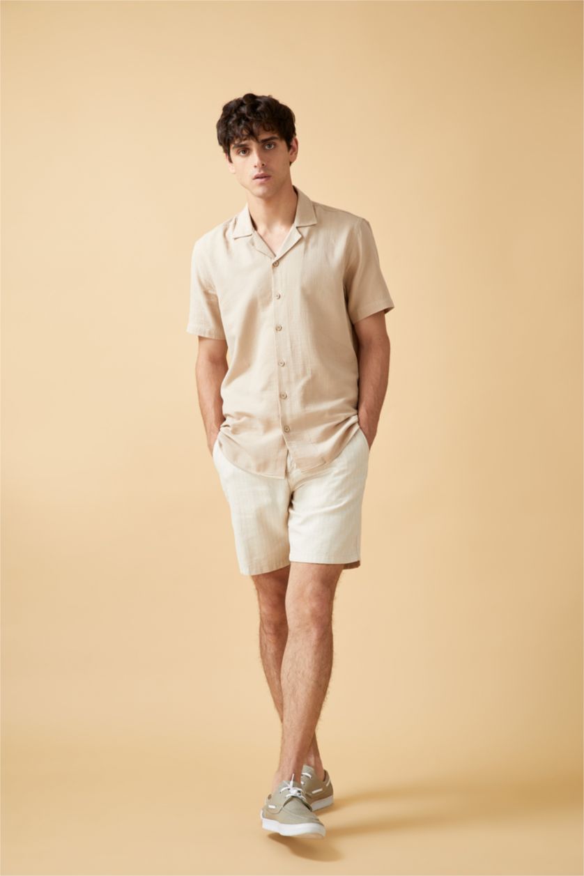 MAN Beige Regular Fit Short Sleeve Shirt
