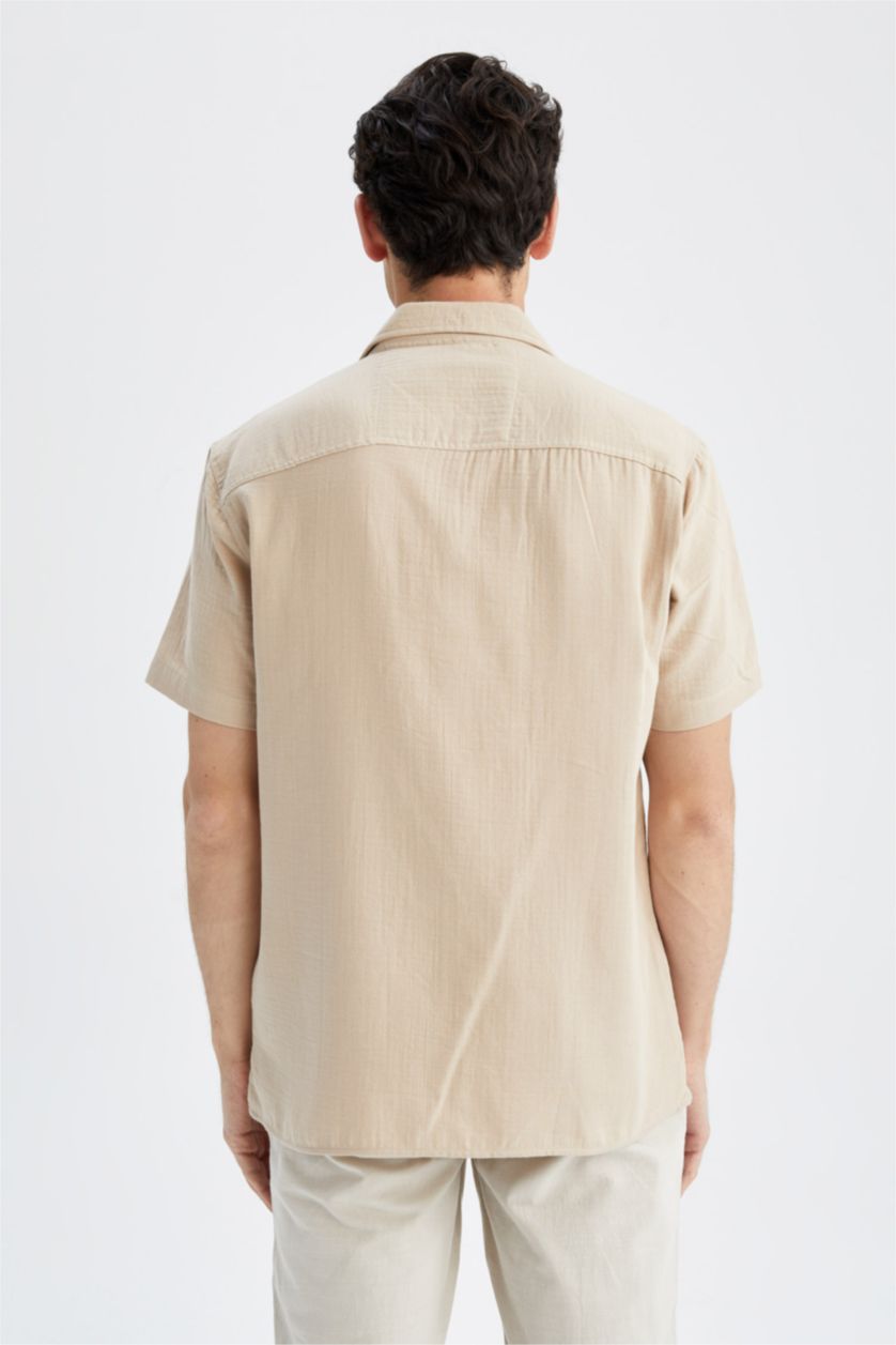 MAN Beige Regular Fit Short Sleeve Shirt