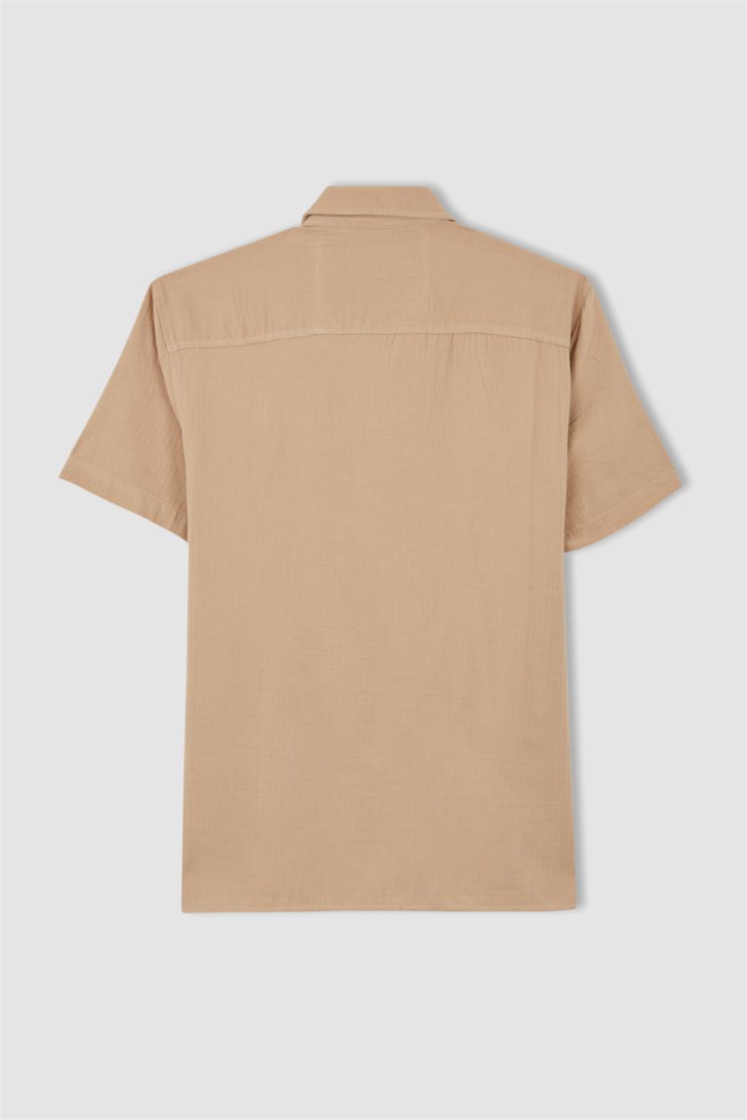 MAN Beige Regular Fit Short Sleeve Shirt