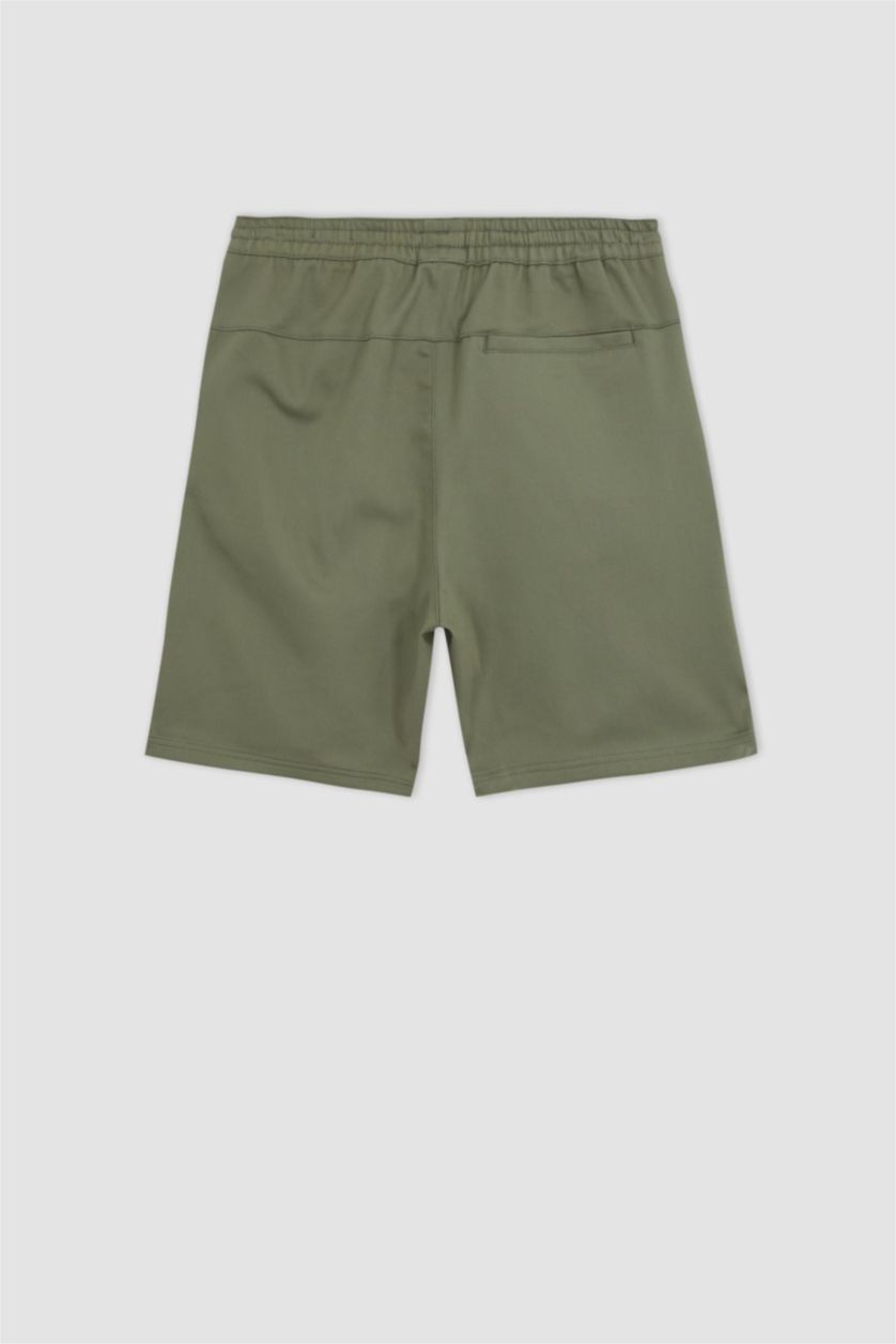 Ерлер Жеңіл хаки Slim Fit икемді белі бар негізгі шорт