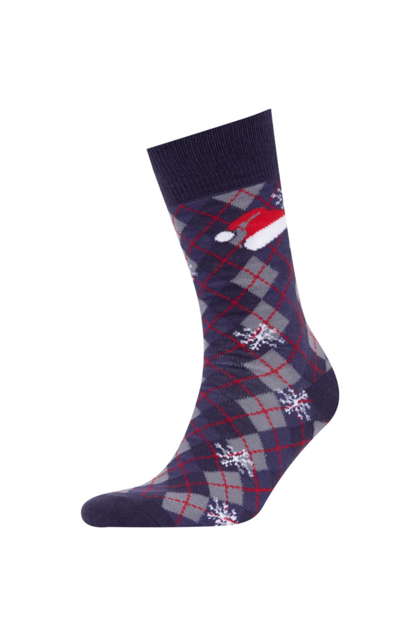MAN NAVY Men Christmas Themed Cotton Long Socks