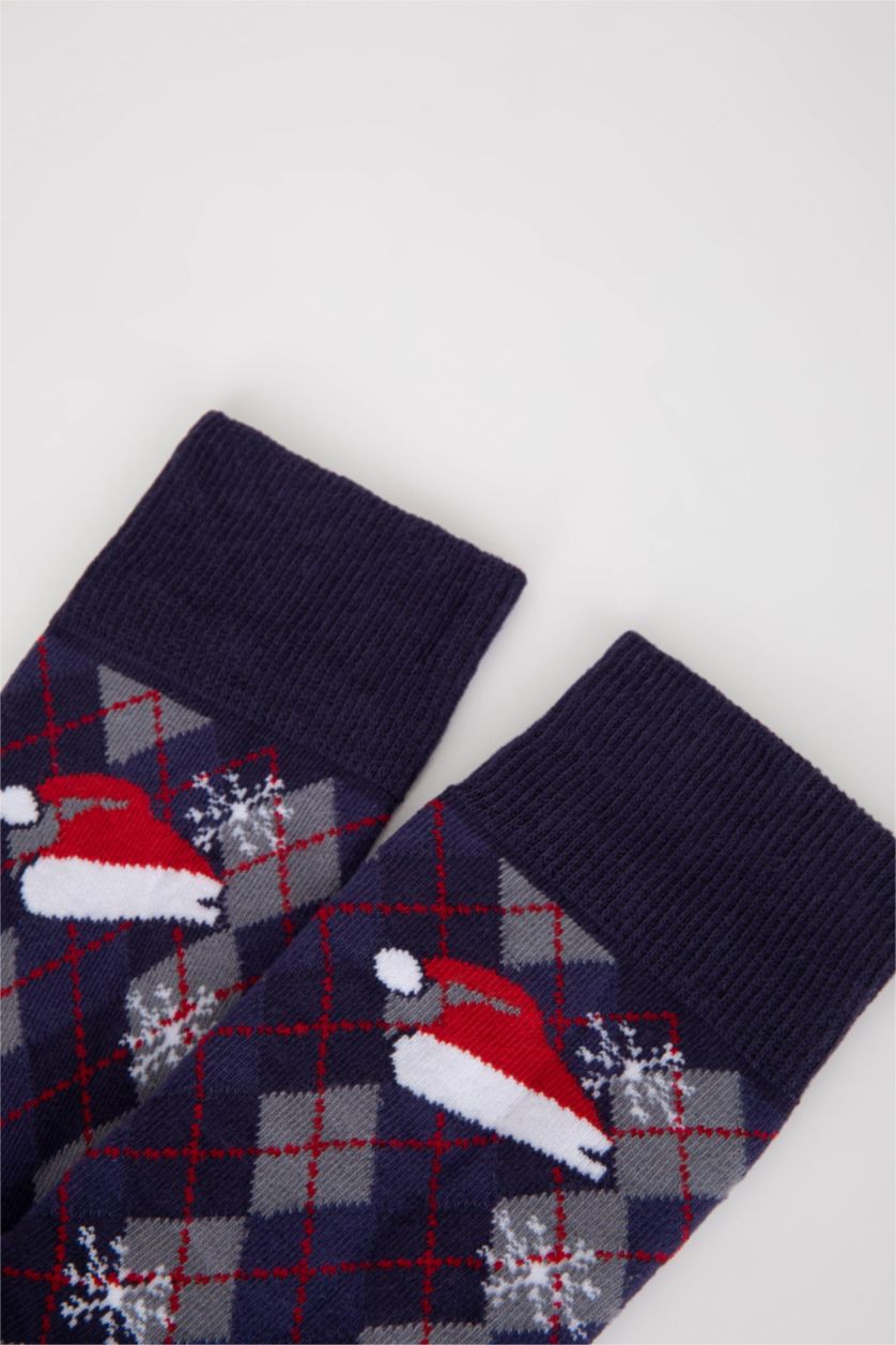 MAN NAVY Men Christmas Themed Cotton Long Socks