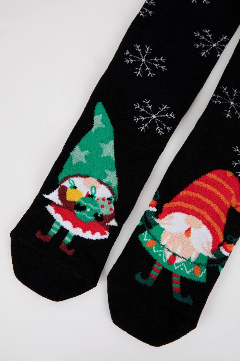 MAN Black Men Christmas Themed 2 Piece Cotton Long Socks