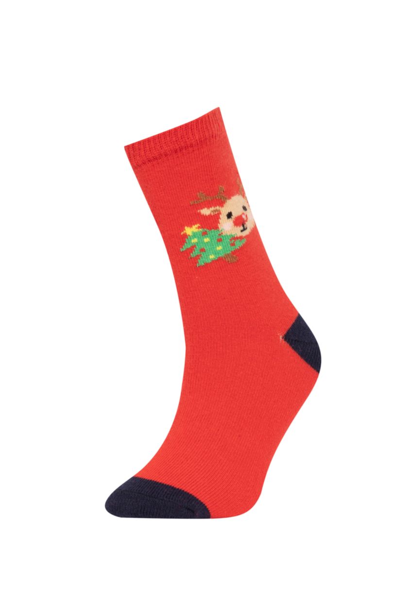 Erkek Çocuk - Genç Erkek Karma Erkek Çocuk Yılbaşı Temalı 3'lü Pamuklu Uzun Çorap