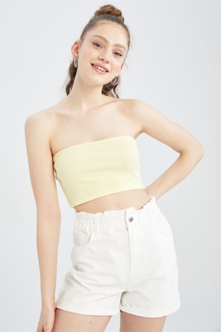 WOMAN Light Yellow Coool Fitted Strapless Camisole Singlet