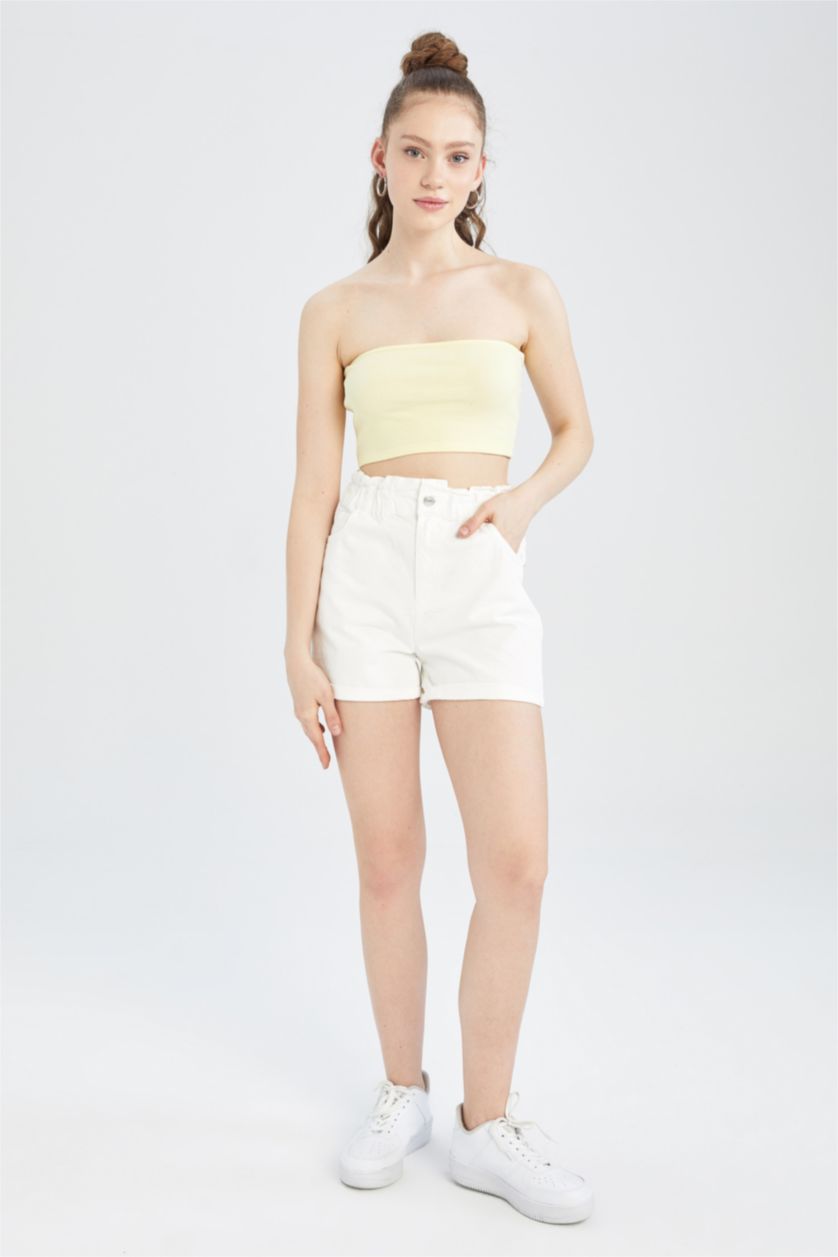 WOMAN Light Yellow Coool Fitted Strapless Camisole Singlet