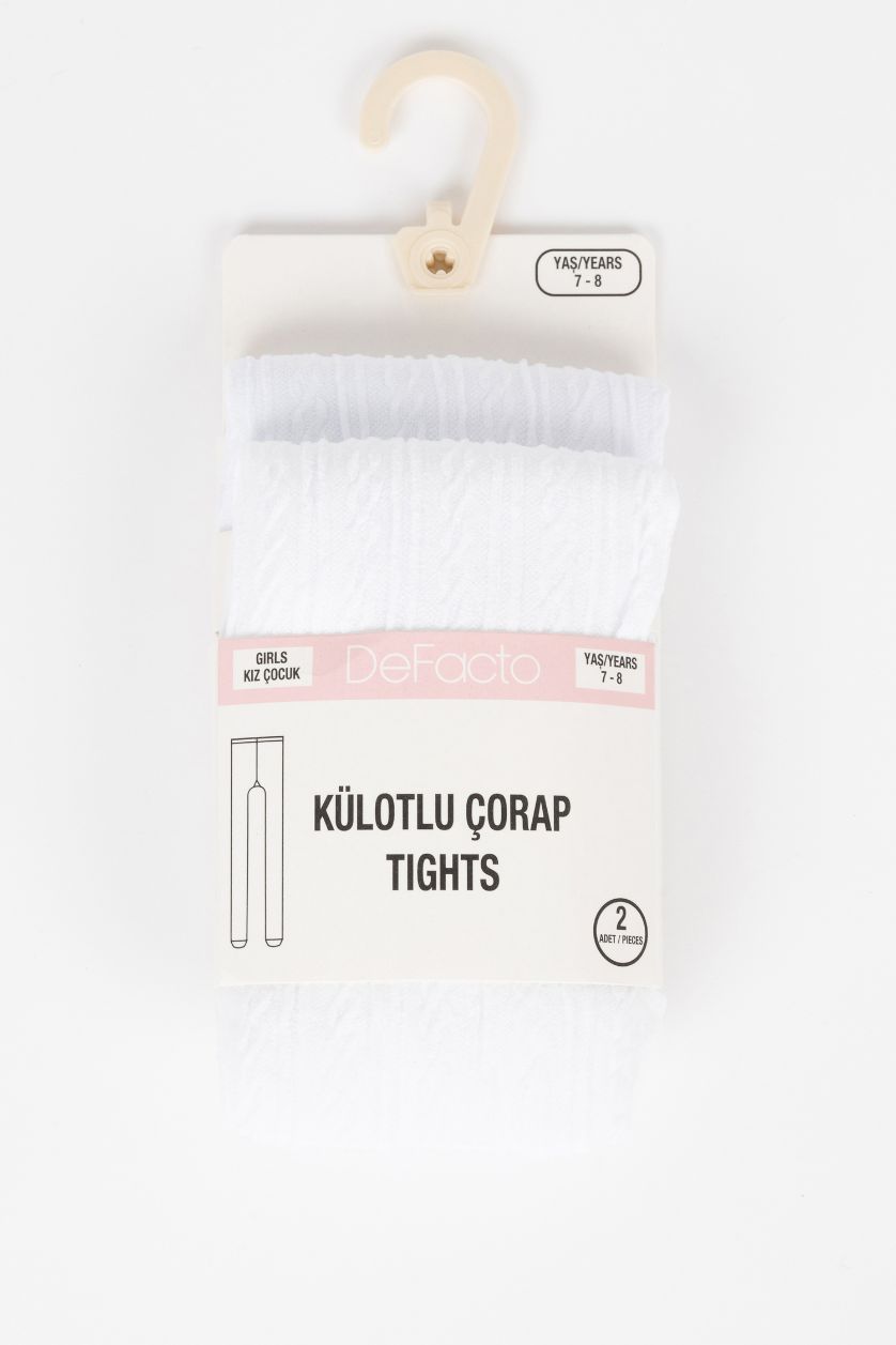 Kız Çocuk - Genç Kız Beyaz 2'li Külotlu Okul Çorabı Kız Çocuk