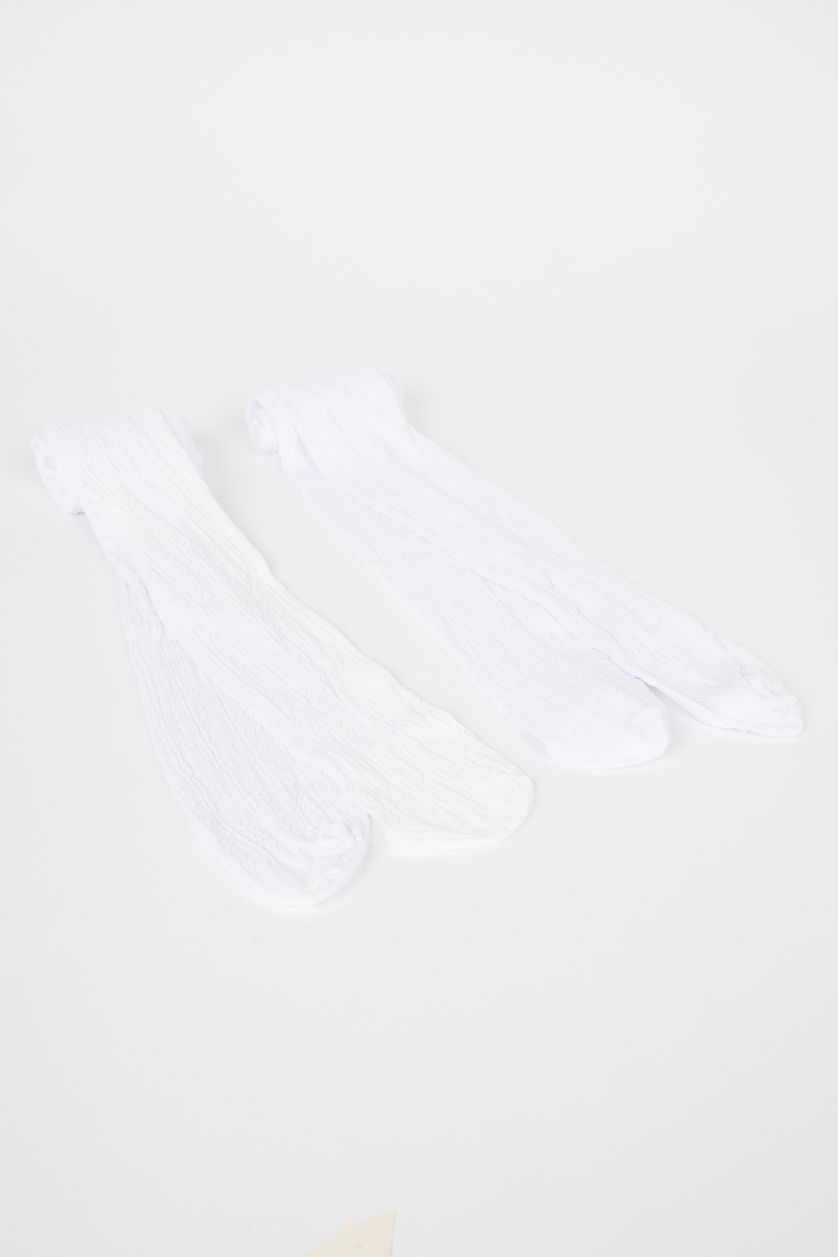 Kız Çocuk - Genç Kız Beyaz 2'li Külotlu Okul Çorabı Kız Çocuk