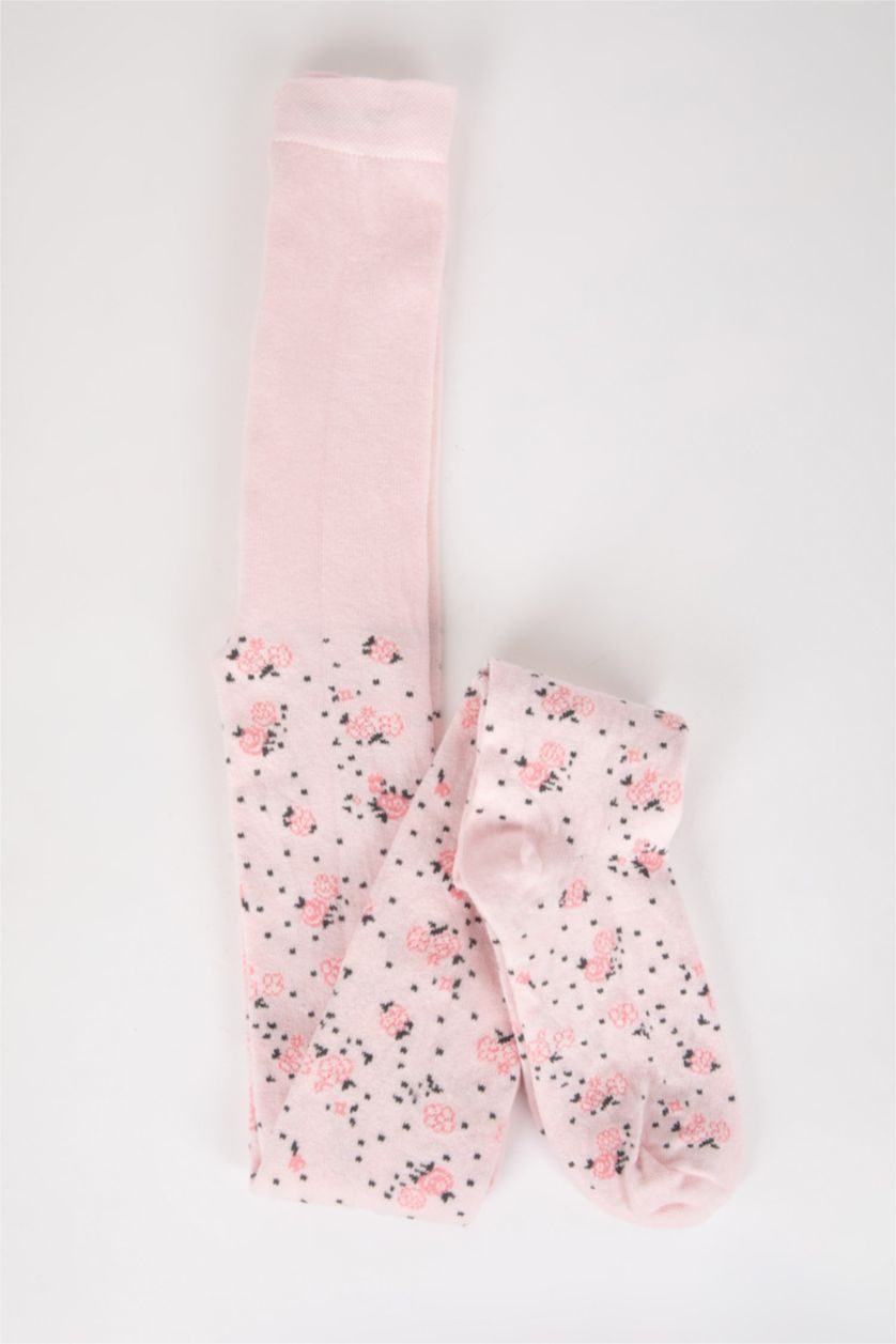 Девочки и подростки Розовый Колготки с цветочным принтом из хлопка для девочек