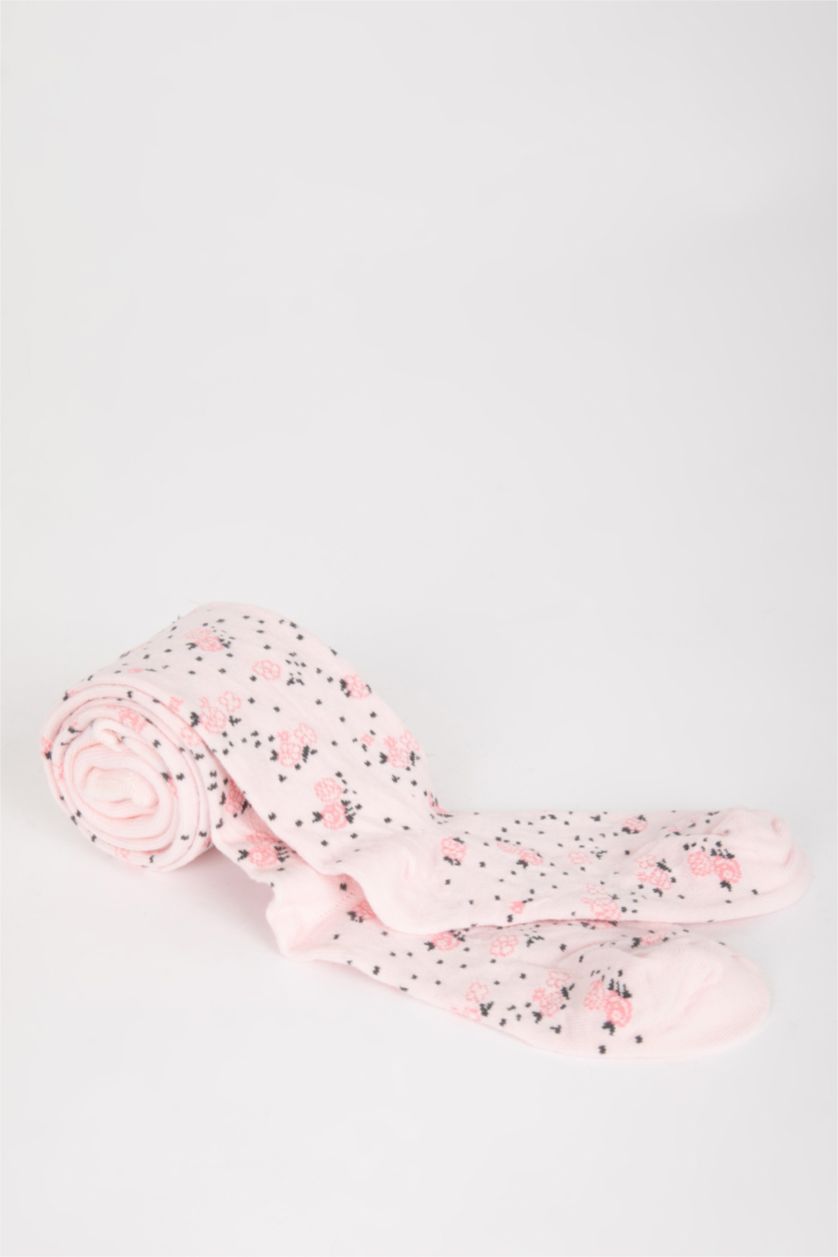 Девочки и подростки Розовый Колготки с цветочным принтом из хлопка для девочек