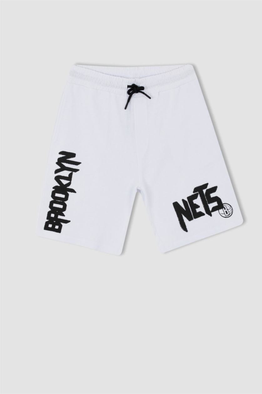Erkek Beyaz Regular Fit Sweatshirt Kumaşı Şort