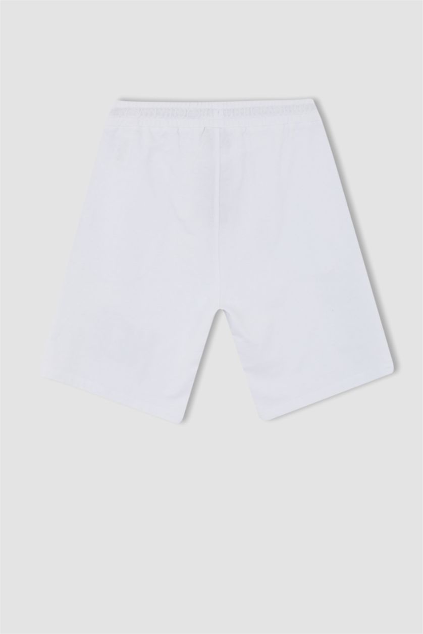 Erkek Beyaz Regular Fit Sweatshirt Kumaşı Şort