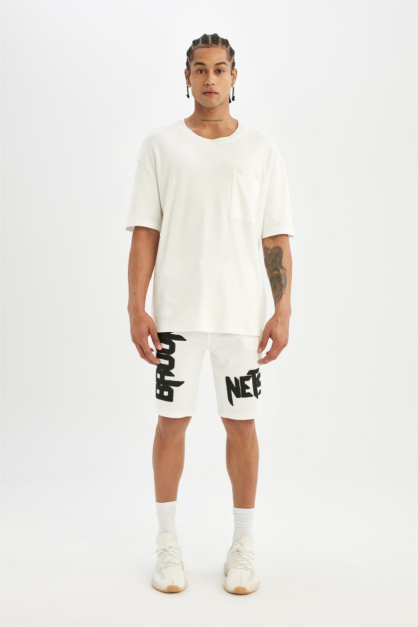 HOMME Blanc Short àcoupe régulière NBA Brooklyn Nets de DeFacto Fit