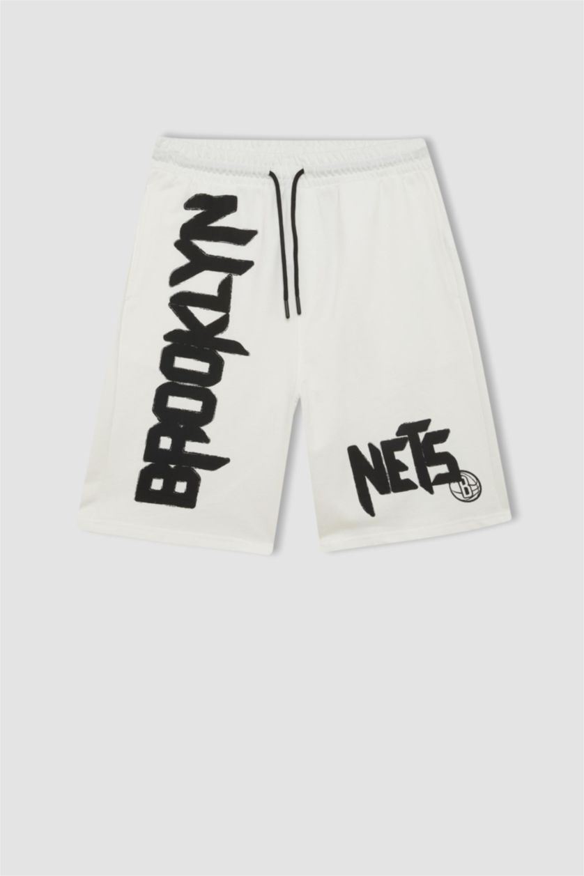 HOMME Blanc Short àcoupe régulière NBA Brooklyn Nets de DeFacto Fit