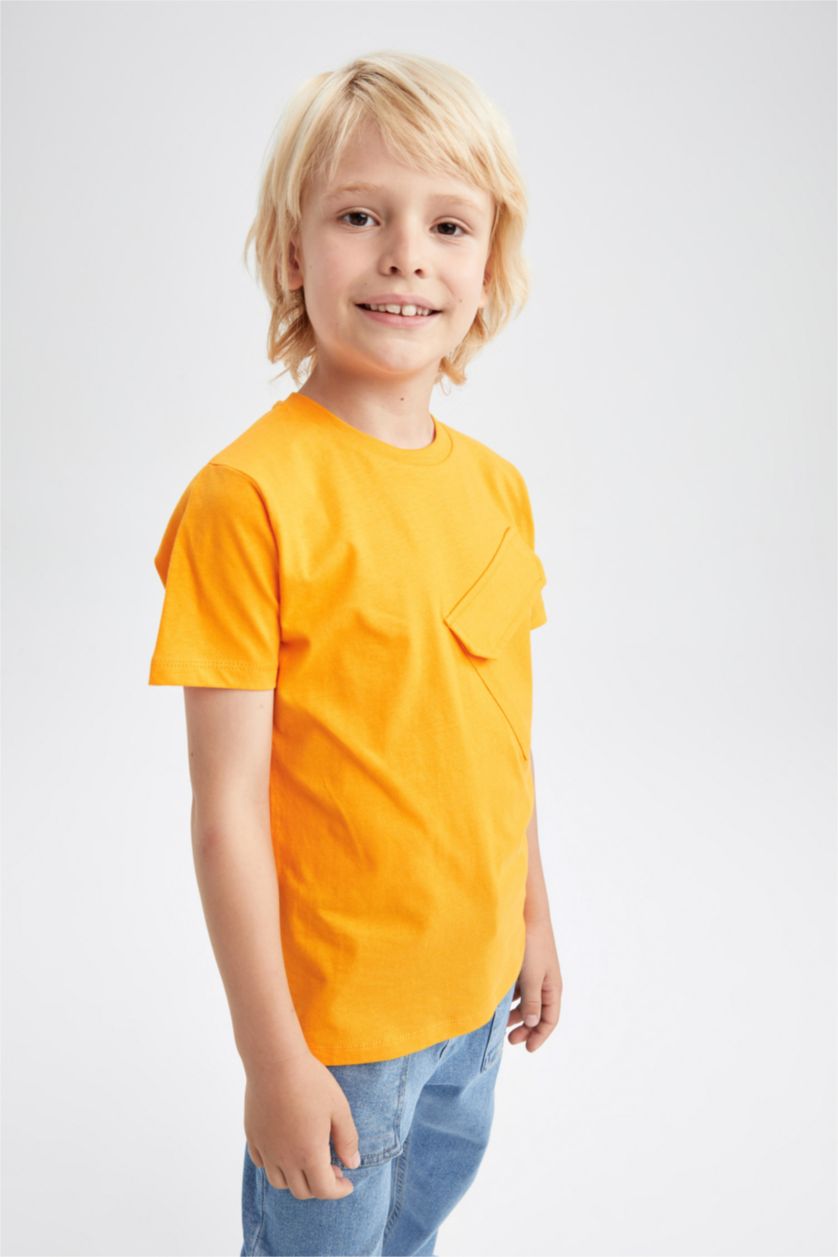 أولادي برتقالي تي شيرت ولادي بقصة عادية وأكمام قصيرة