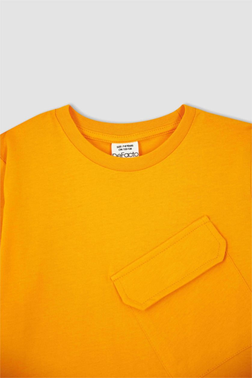 أولادي برتقالي تي شيرت ولادي بقصة عادية وأكمام قصيرة