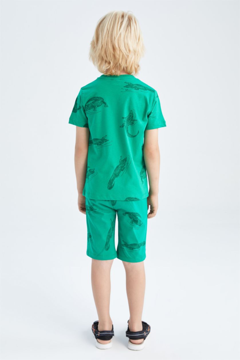 GARÇONS Vert Short garçon coupe regular en coton peigné