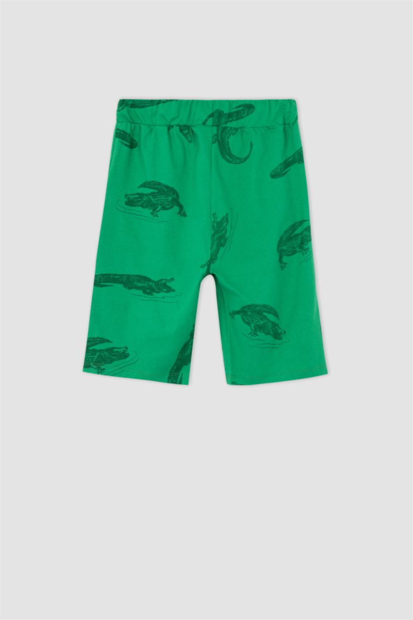 GARÇONS Vert Short garçon coupe regular en coton peigné