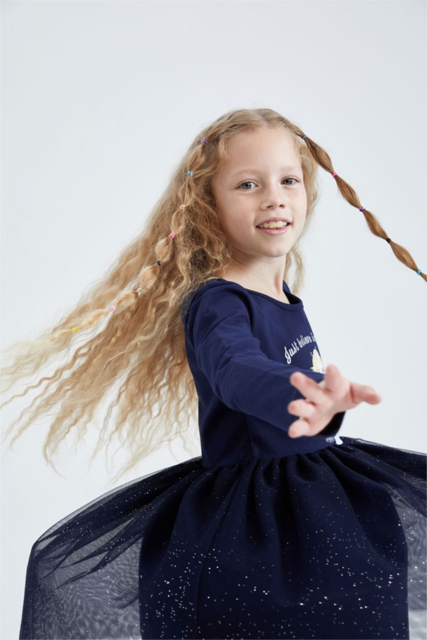 FILLES Marin Robe En Tricot Manche Longue Frozen 2