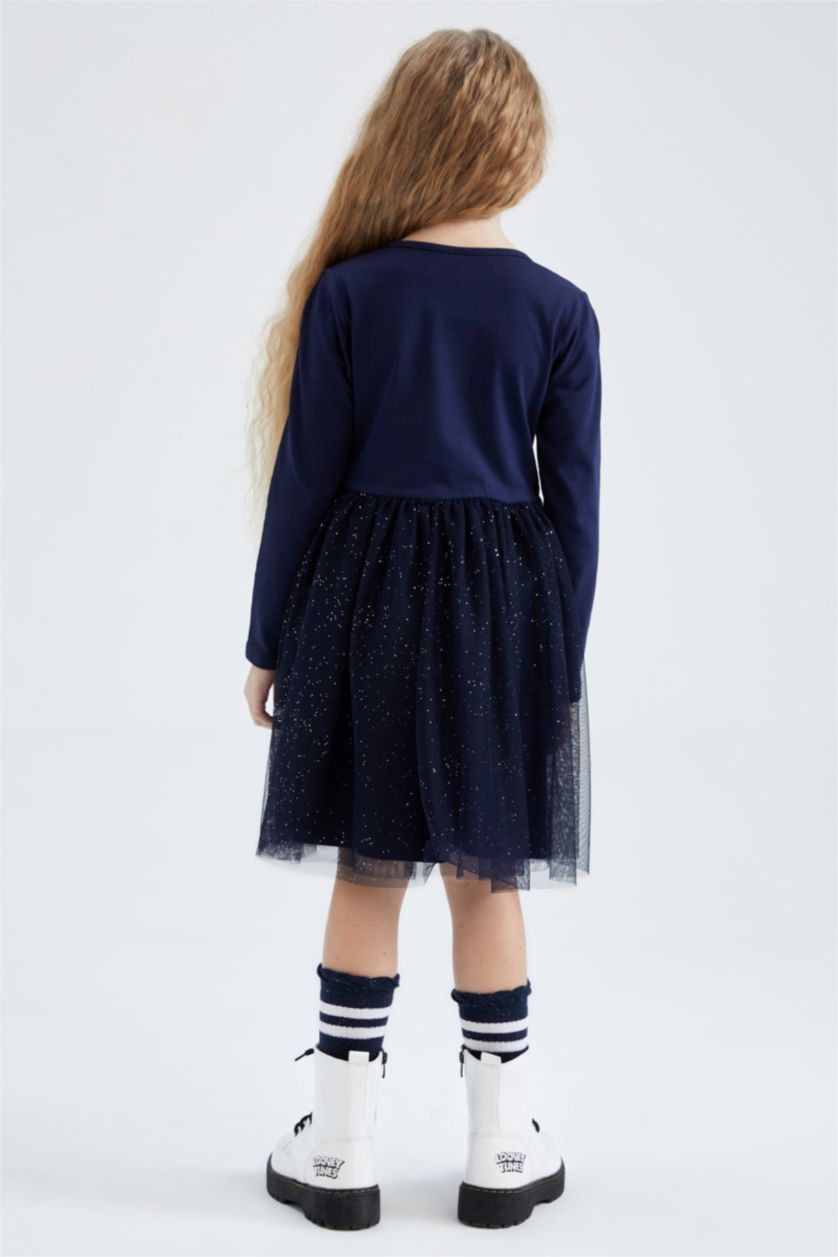 FILLES Marin Robe En Tricot Manche Longue Frozen 2