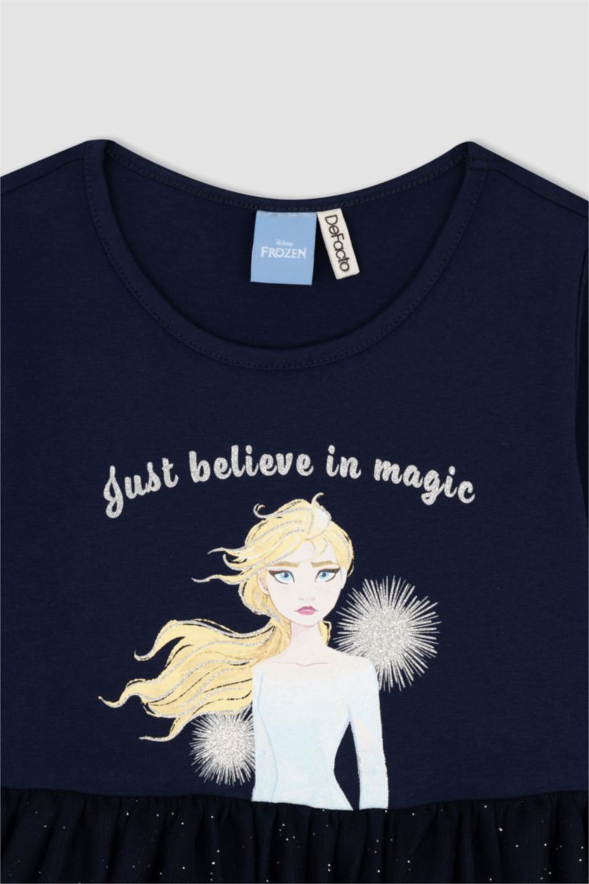 FILLES Marin Robe En Tricot Manche Longue Frozen 2