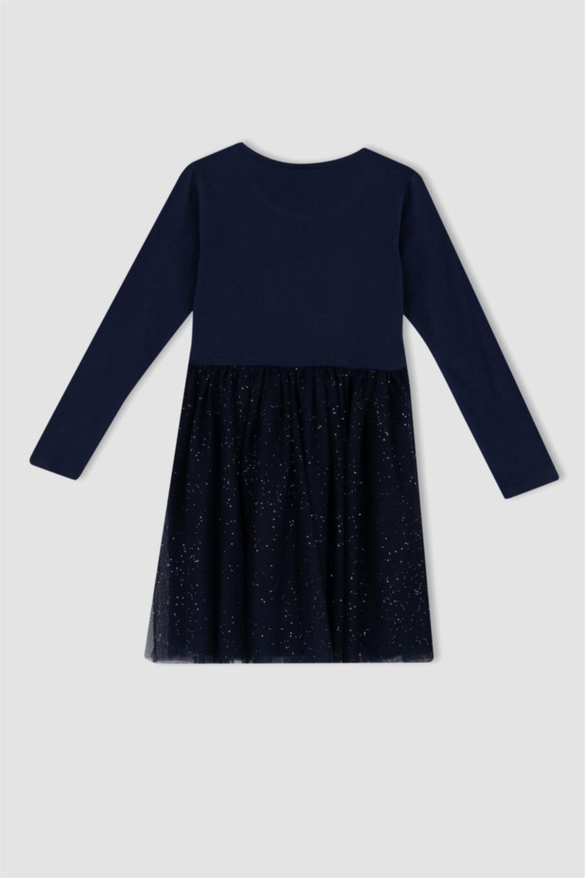 FILLES Marin Robe En Tricot Manche Longue Frozen 2