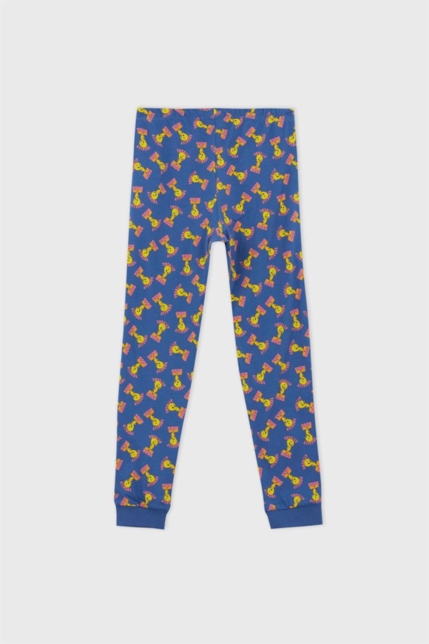 بنات زهري فاتح طقم بيجاما بناتي بقصة عادية مرخص من Looney Tunes - قطعتين