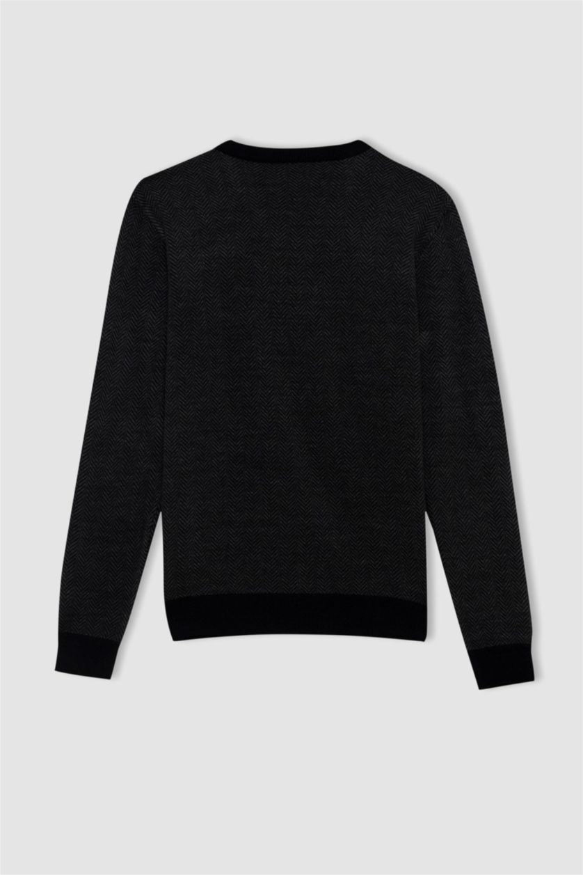 MAN Black Regular Fit V-Neck Knitwear Pullover