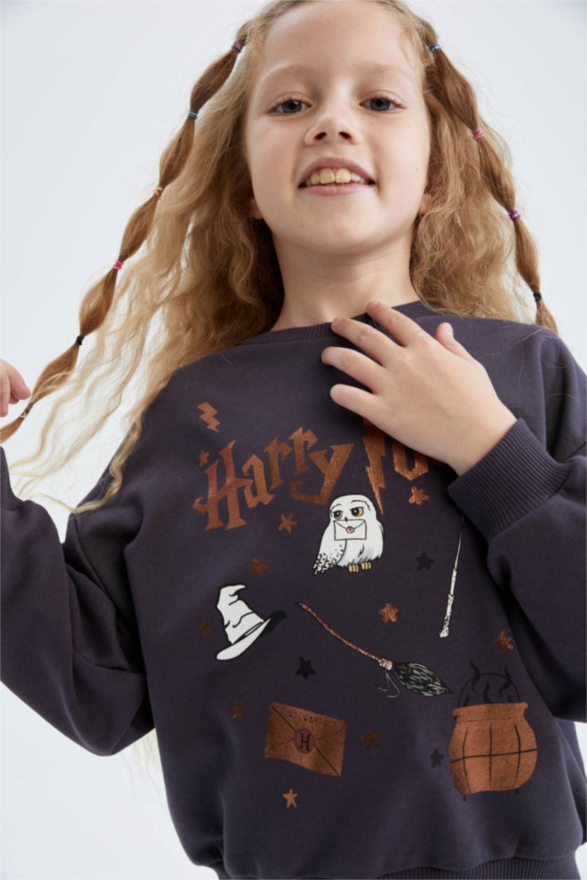 بناتي أنثرا سويت شيرت بناتي قصة عادية مرخص من هاري بوتر