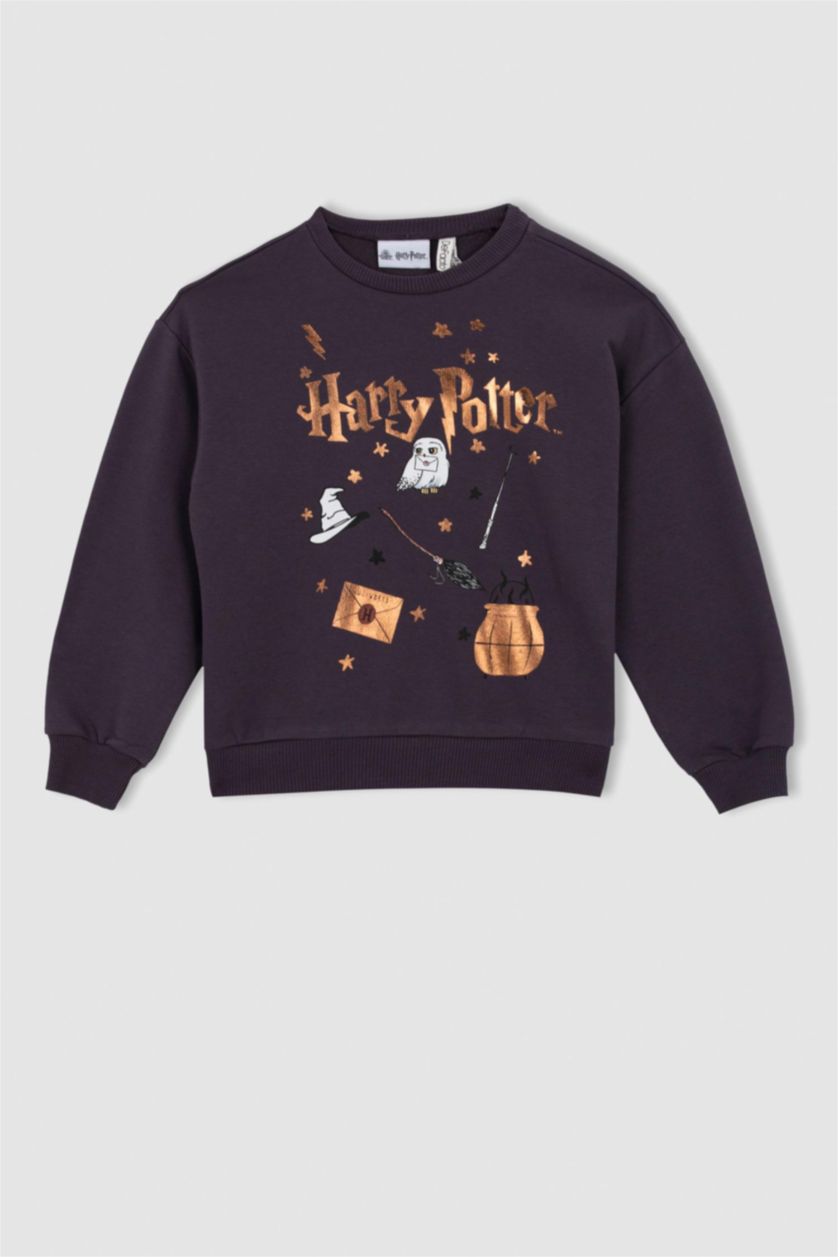 بناتي أنثرا سويت شيرت بناتي قصة عادية مرخص من هاري بوتر