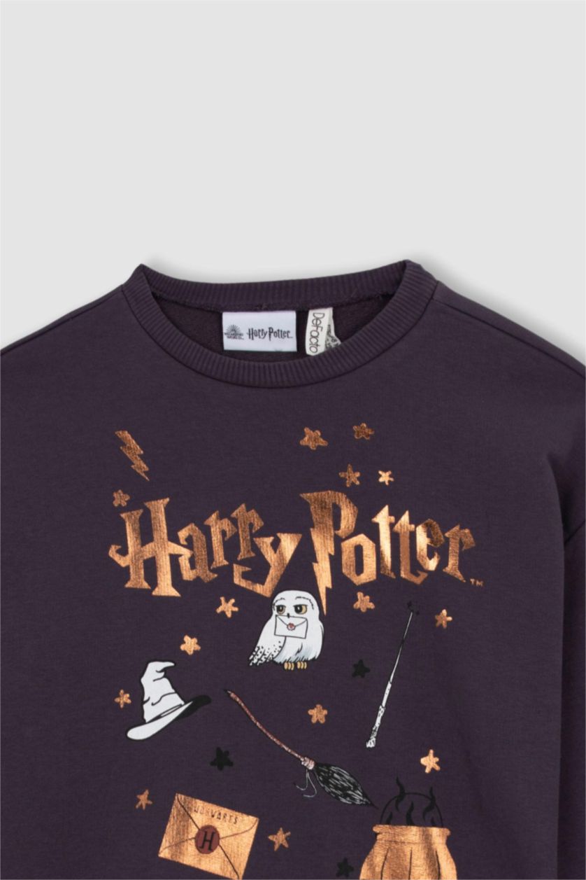 بناتي أنثرا سويت شيرت بناتي قصة عادية مرخص من هاري بوتر