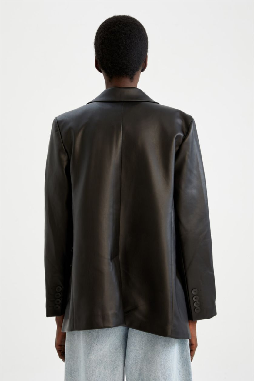 Kadın Siyah Regular Fıt Blazer Ceket