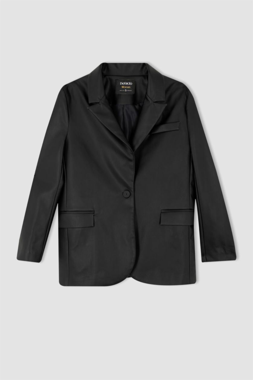 Kadın Siyah Regular Fıt Blazer Ceket