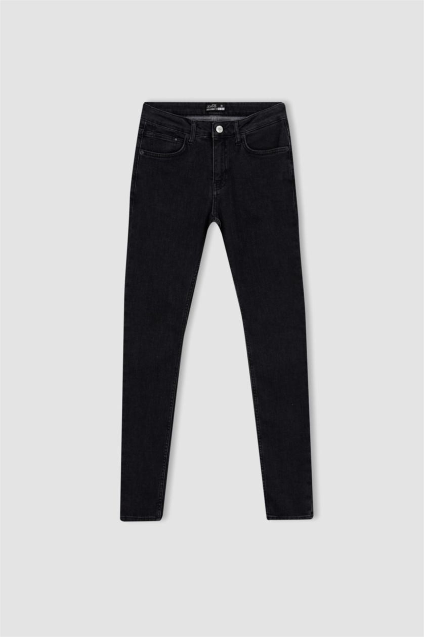 رجالي رمادي بنطلون جينز سوبر سكيني فيت برجل ضيقة وخصر عادي