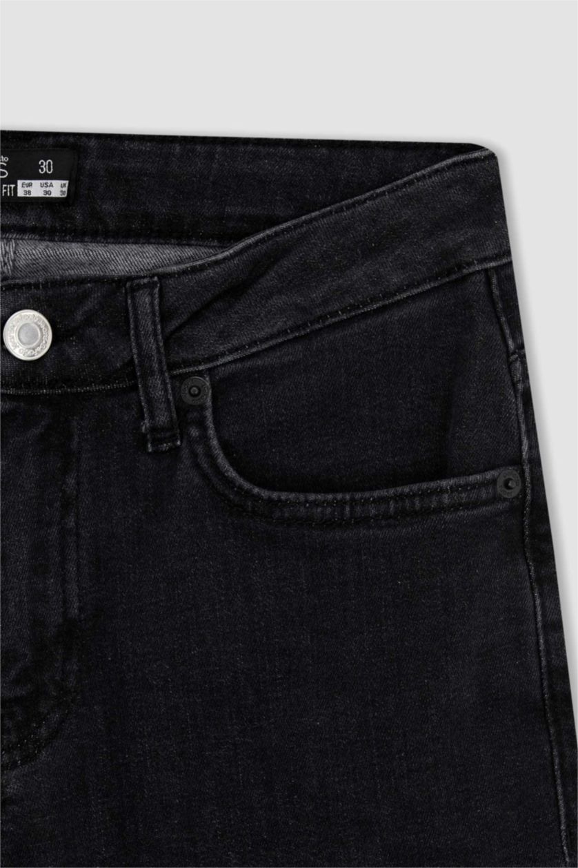 رجالي رمادي بنطلون جينز سوبر سكيني فيت برجل ضيقة وخصر عادي