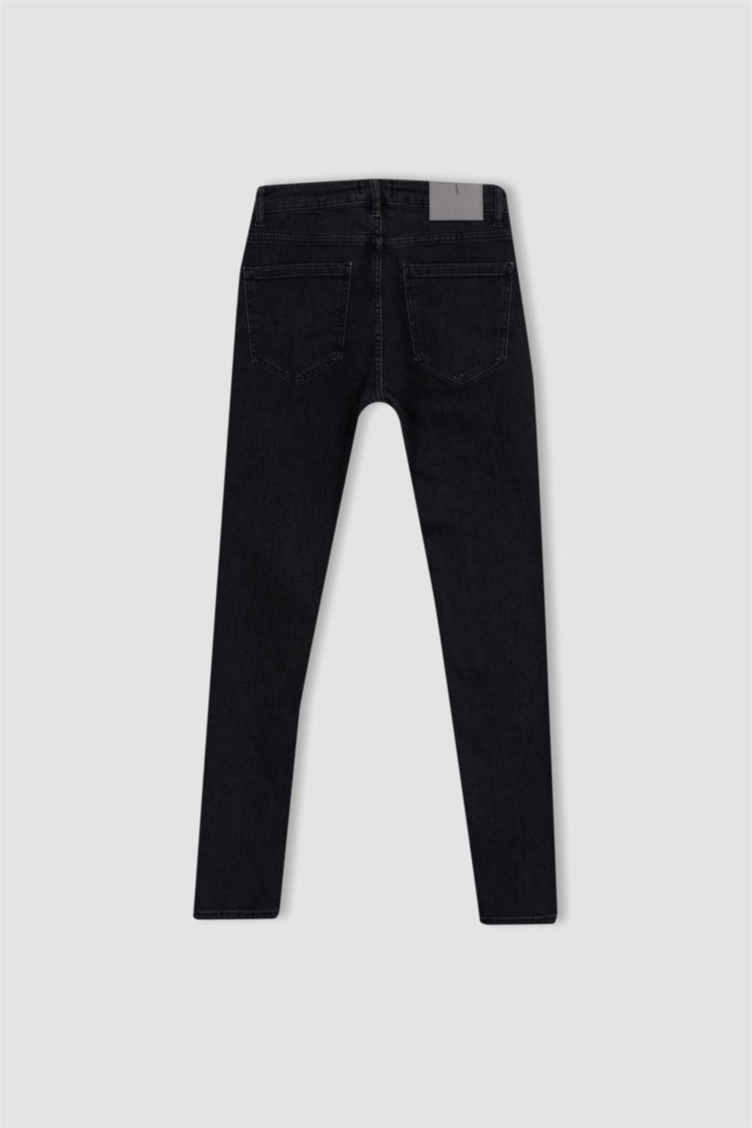 رجالي رمادي بنطلون جينز سوبر سكيني فيت برجل ضيقة وخصر عادي