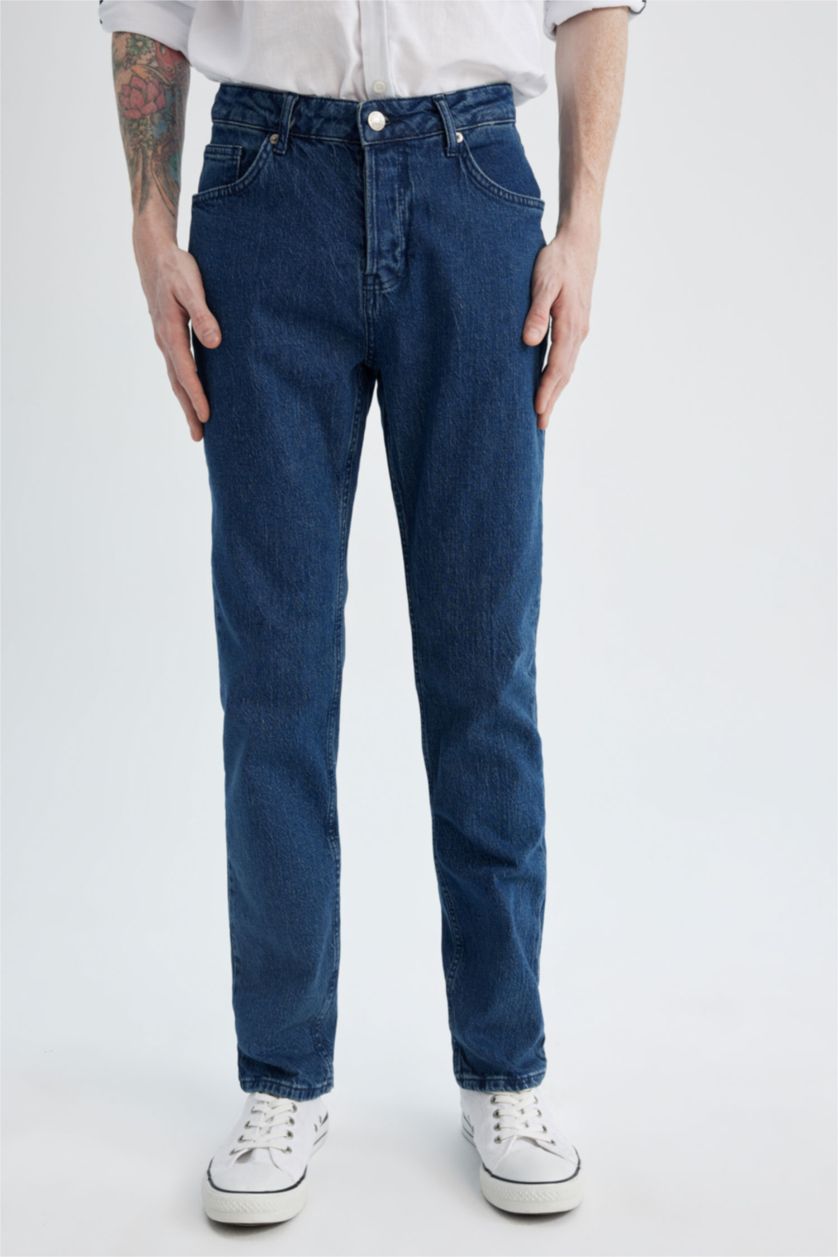 HOMME Bleu Foncé Pantalon Coupe Confort Régulière