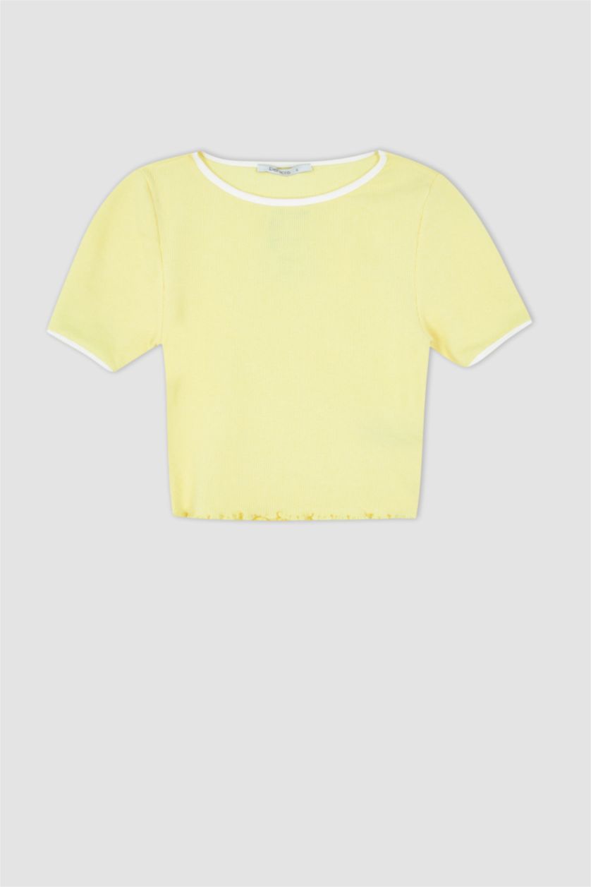 WOMAN Yellow Slim Fit Short Sleeve T-Shirt
